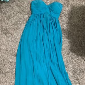Strapless teal dress